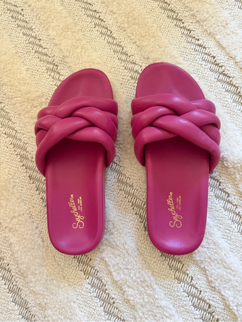 Seychelles Hot Pink Braided Slide Sandals